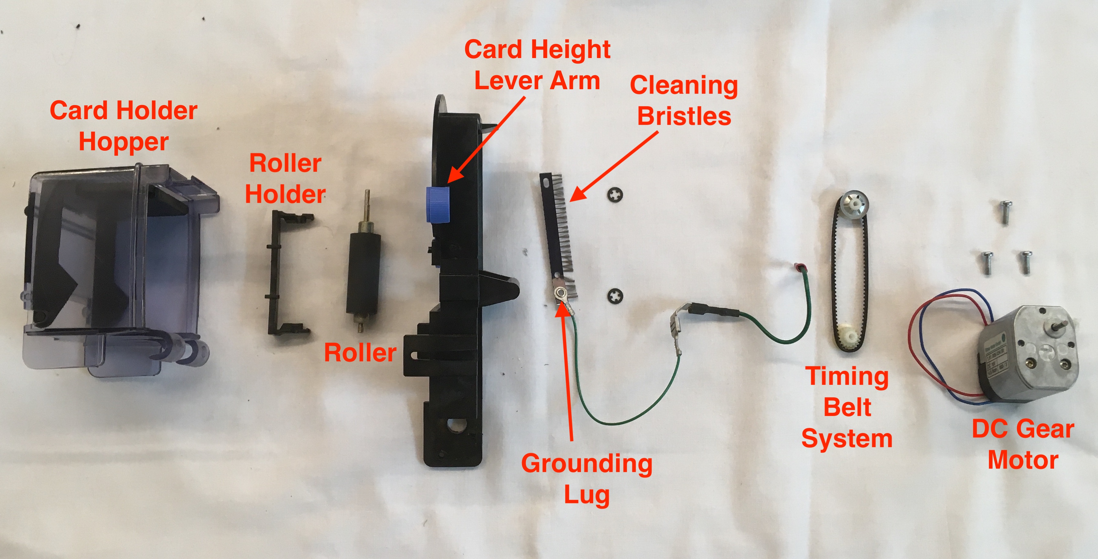 Entry Unit Disassembled with Components Laid in Line