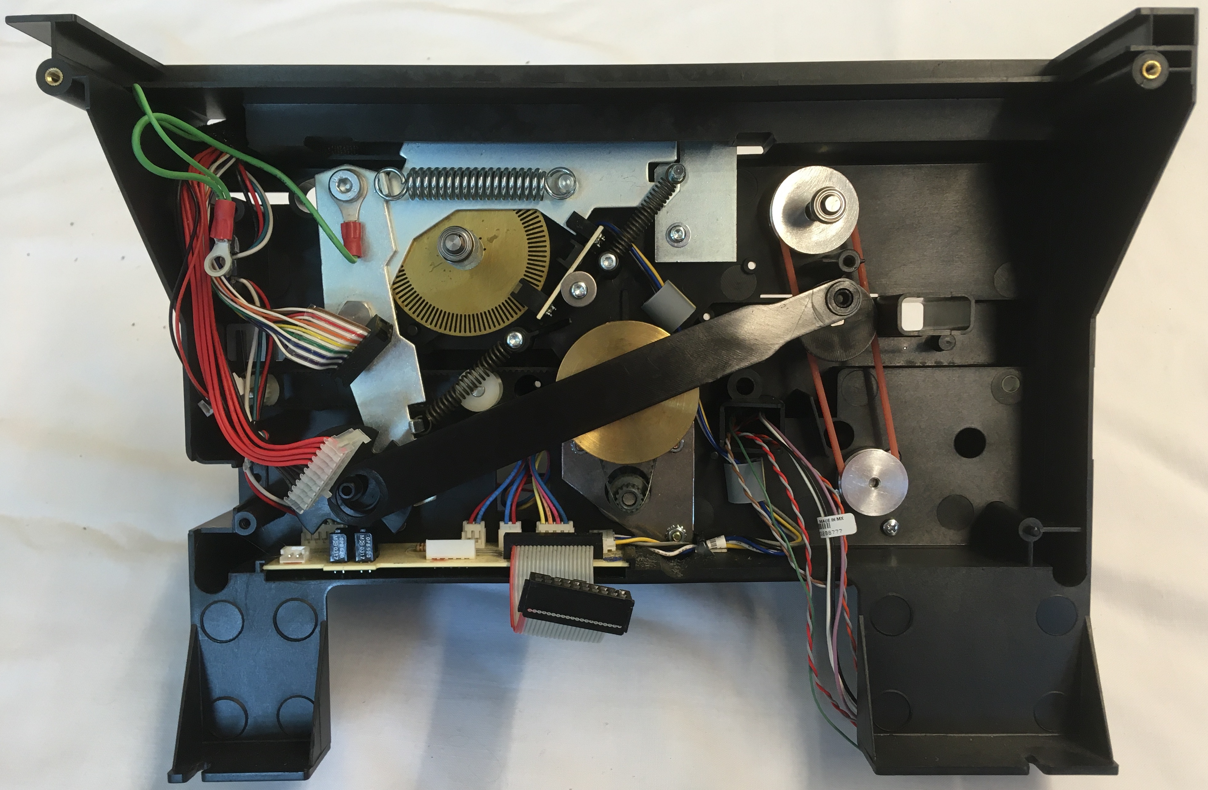 Springs, Pulleys, Belts, Gears, Bearings, Linkages, and Shafts on Printer Back Half