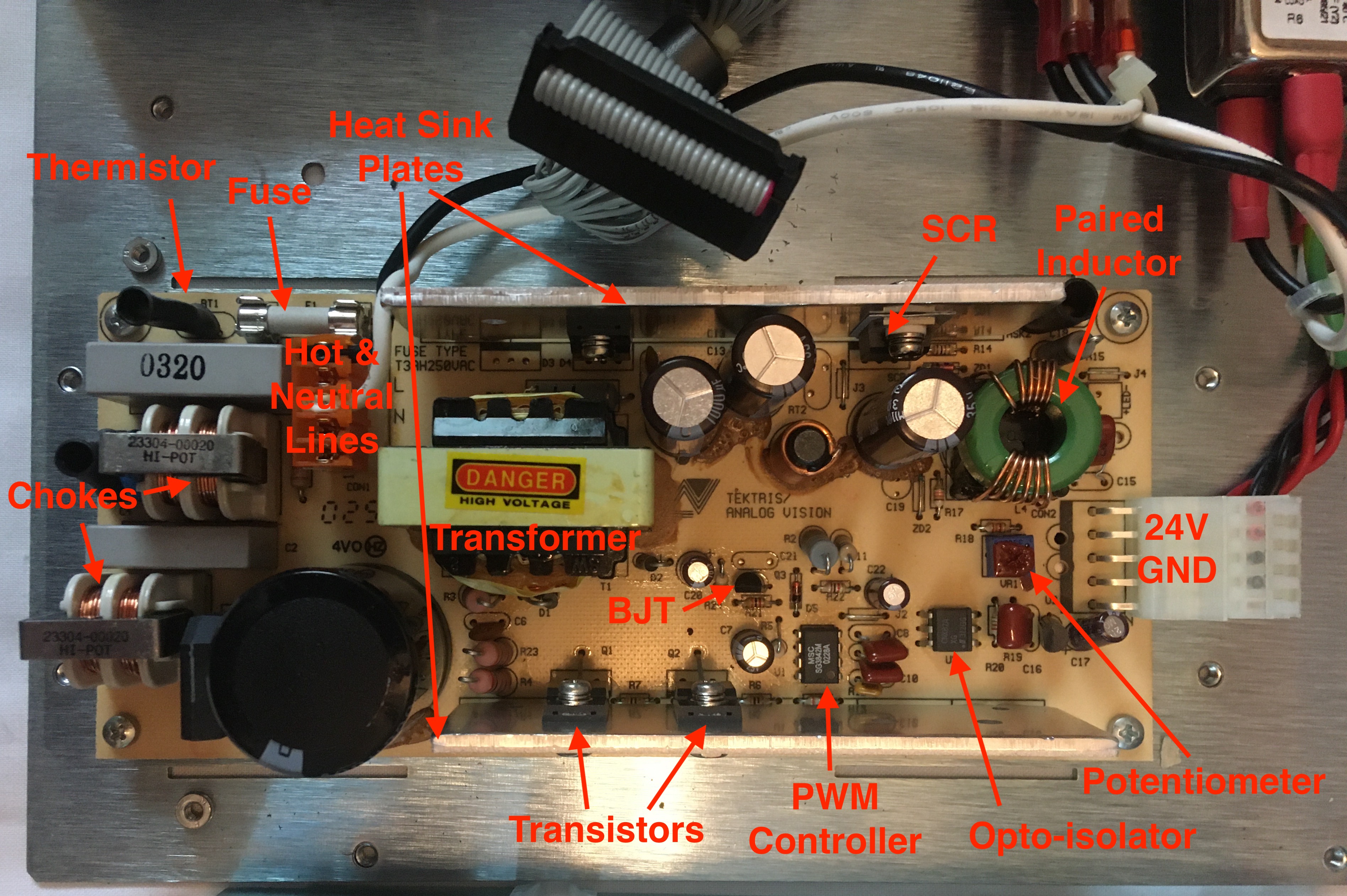 Brown PCB with Mostly THT components