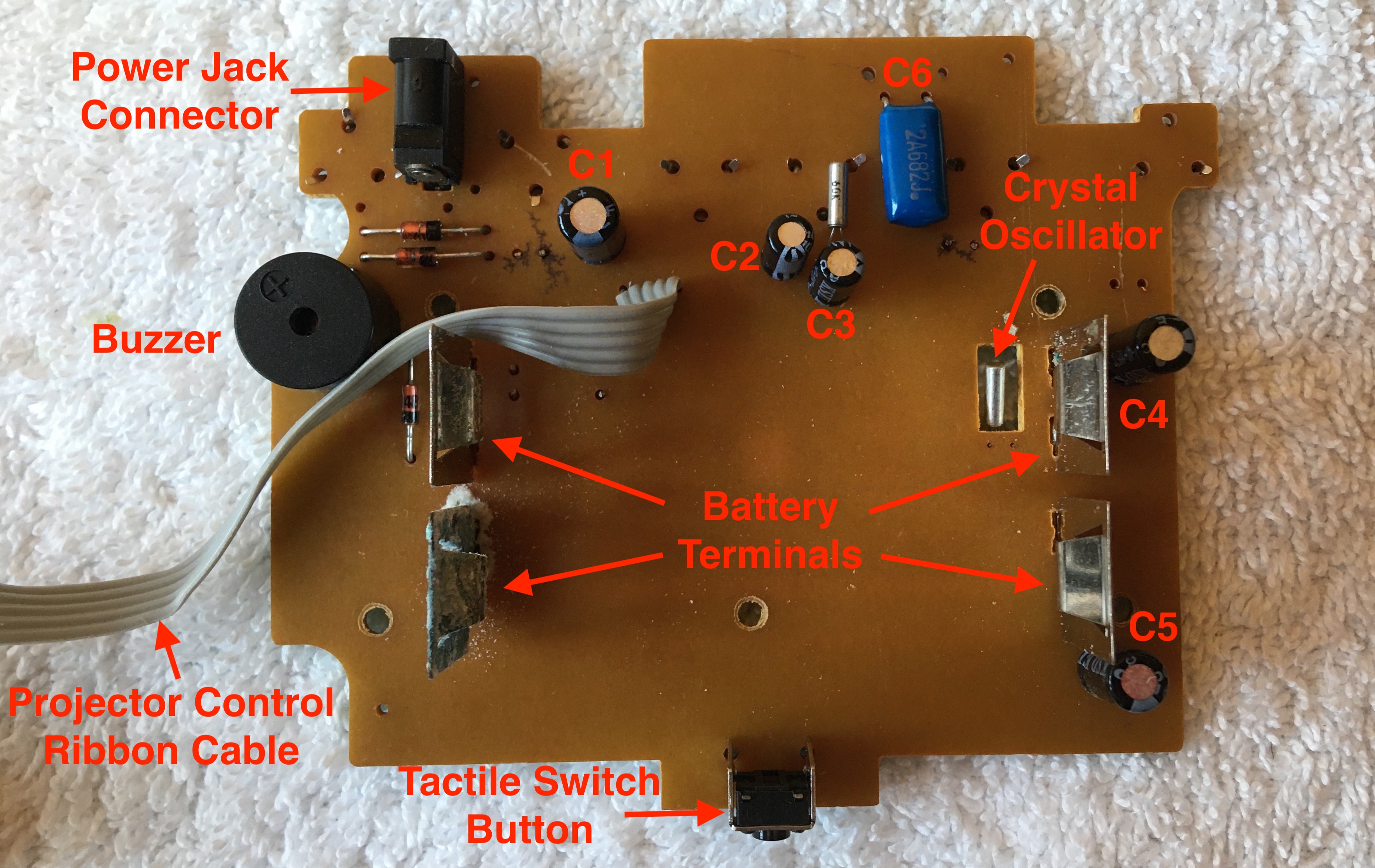 Top of Primary PCA showing THT components