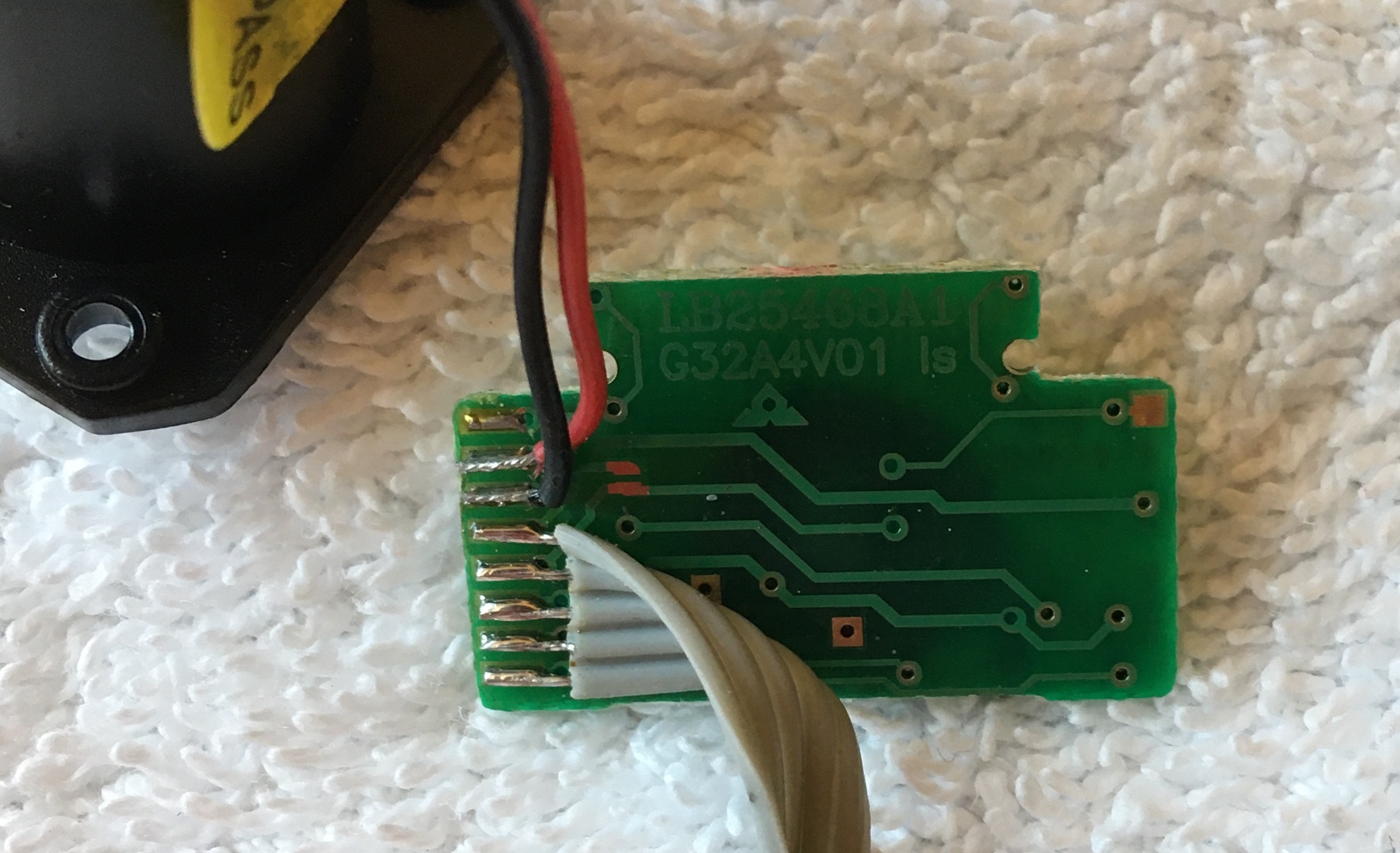 Bottom of Projector PCB showing external wiring