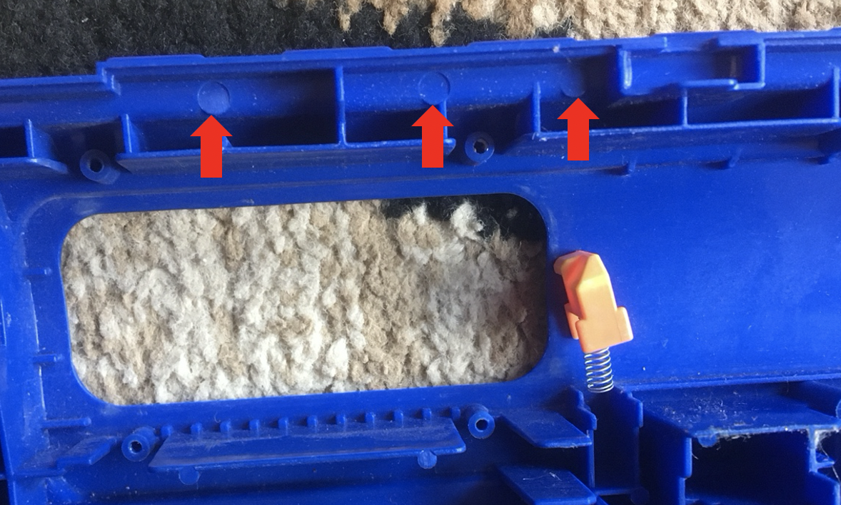 Evidence of Ejector Pin on Blue Plastic Piece