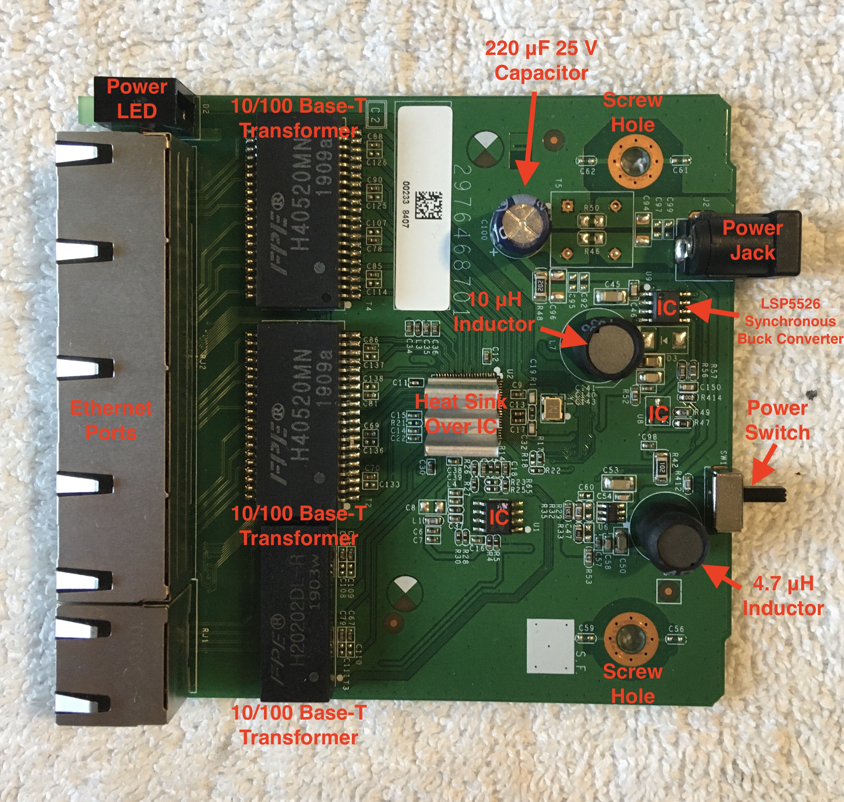 Electronic Components on Top Side of PCB